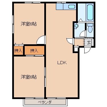 ハイラーク甘木C棟の物件間取画像