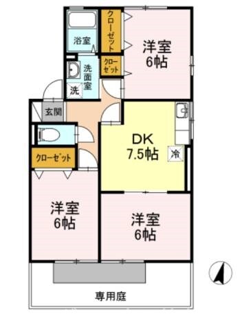 フォレスト甘木B棟の物件間取画像