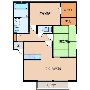 グリーンハイムII　Ａ棟の物件間取画像