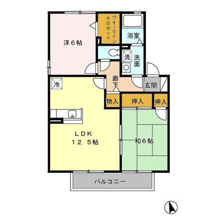 グランシャリオ篠隈B棟の物件間取画像