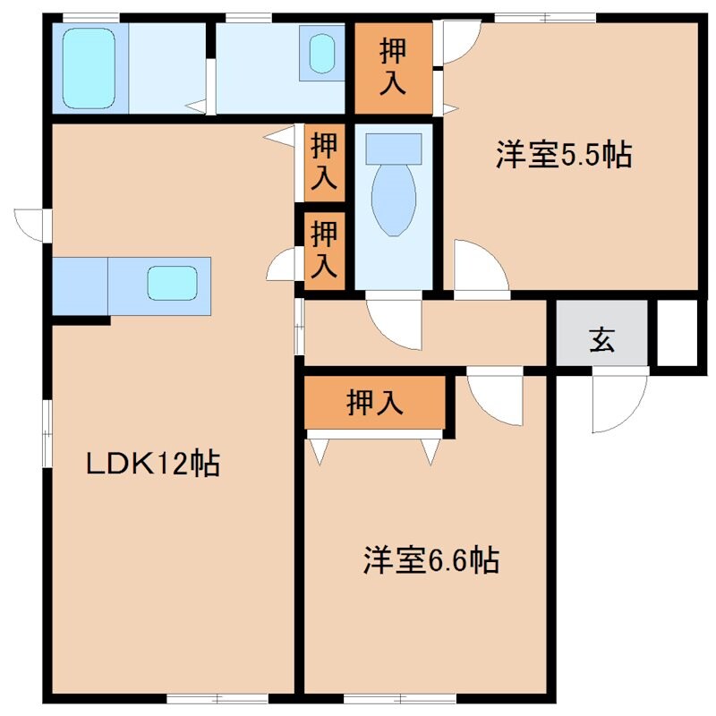 リベルテ筑紫野Ｂ棟の物件間取画像