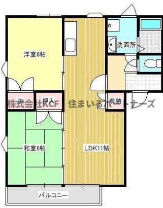 上津コーポE棟の物件間取画像