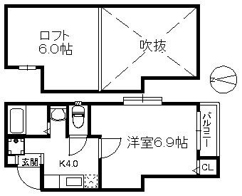 クリスタルＫ天神南 94の物件間取画像