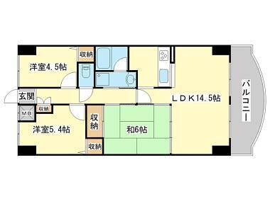 手柄駅 徒歩6分 14階の物件間取画像