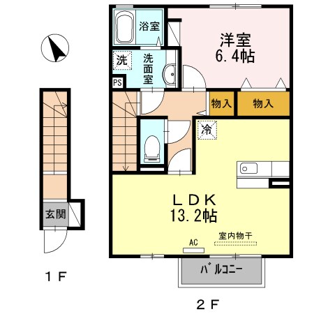 英賀保駅 徒歩16分 2階の物件間取画像