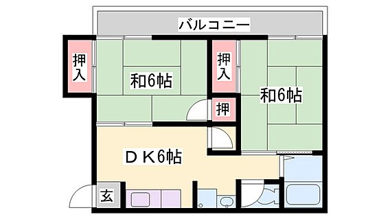 兵庫県姫路市鷹匠町アパート 2階の物件間取画像