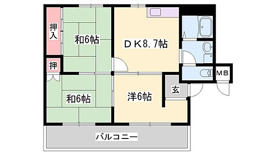 飾磨駅 徒歩6分 2階の物件間取画像