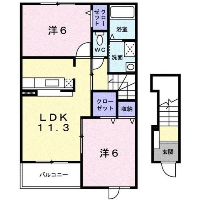 エルカーサ・桜木Ｂの物件間取画像