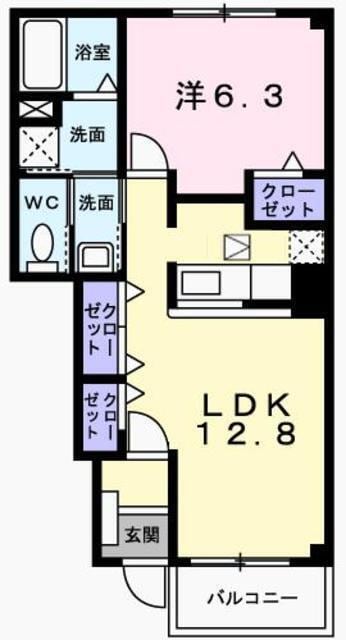 アメニティ・アミノウチＡの物件間取画像