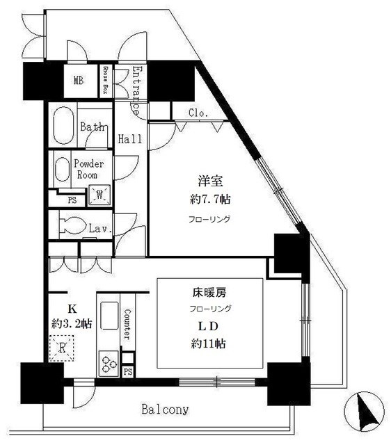 町屋駅 徒歩16分 9階の物件間取画像