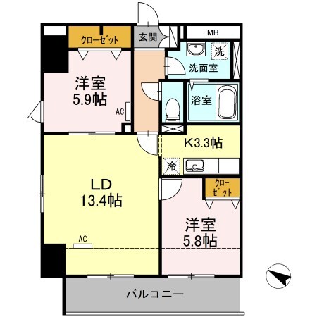 江北駅 徒歩3分 12階の物件間取画像