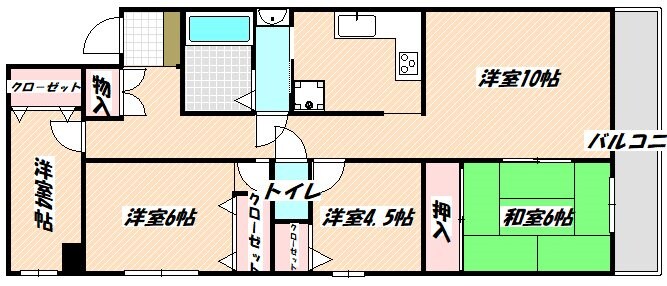 菅野駅 徒歩10分 4階の物件間取画像