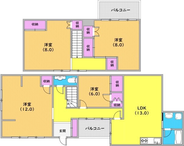 西代駅 徒歩13分 1-2階の物件間取画像