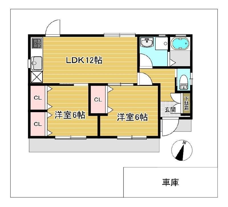 下白水北ハウスの物件間取画像