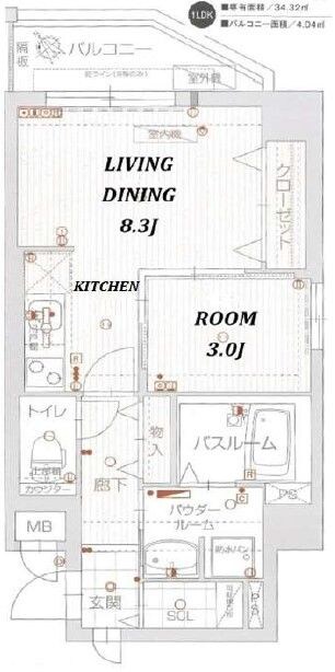 呉服町駅 徒歩8分 9階の物件間取画像