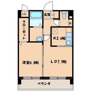 箱崎駅 徒歩1分 7階の物件間取画像