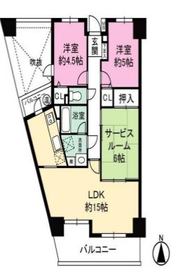 唐の原駅 徒歩7分 7階の物件間取画像