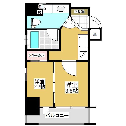 西鉄平尾駅 徒歩12分 9階の物件間取画像