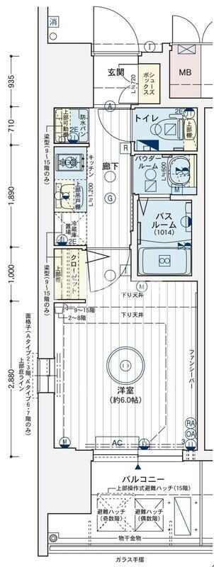 エステムコート難波サウスプレイスVIIIハイドの物件間取画像