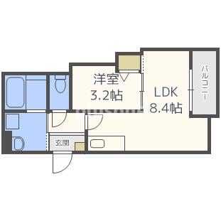 ＴＡＴＥＲＵＡｐａｒｔｍｅｎｔ大道南１丁目の物件間取画像