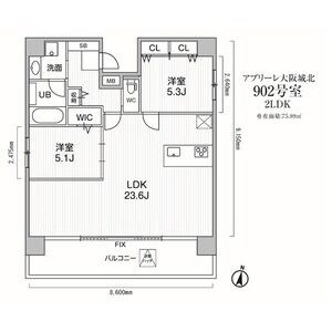 アプリーレ大阪城北の物件間取画像