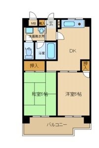 大物駅 徒歩5分 9階の物件間取画像