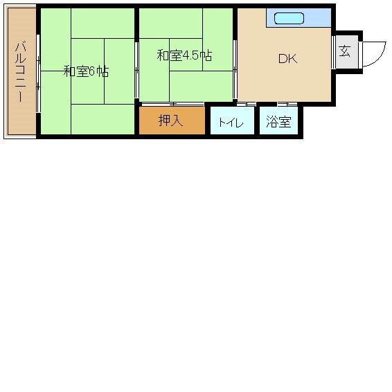 出屋敷駅 徒歩6分 4階の物件間取画像