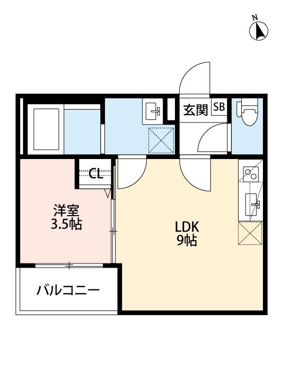 大物駅 徒歩2分 3階の物件間取画像