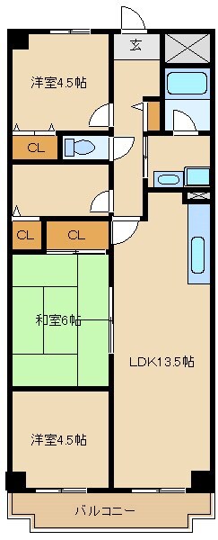 園田駅 徒歩22分 3階の物件間取画像