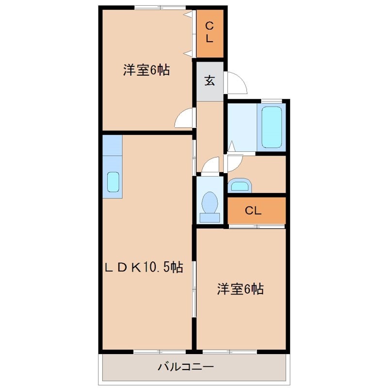 猪名寺駅 徒歩4分 2階の物件間取画像