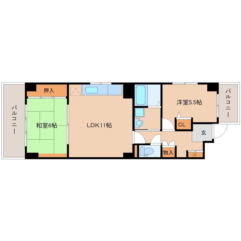 大物駅 徒歩7分 3階の物件間取画像