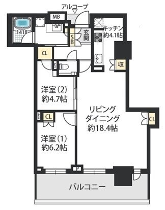 塚口駅 徒歩1分 5階の物件間取画像