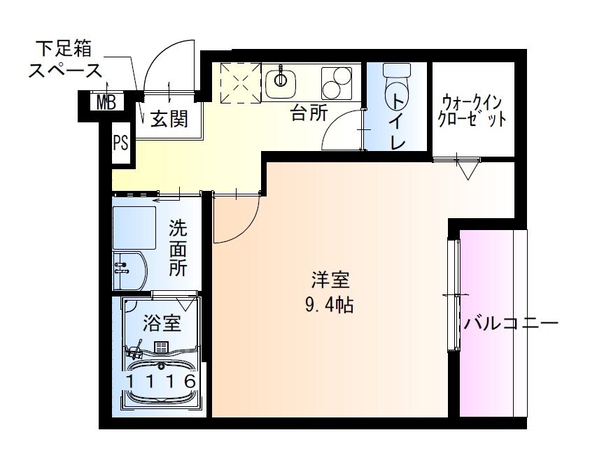 大物駅 徒歩3分 3階の物件間取画像