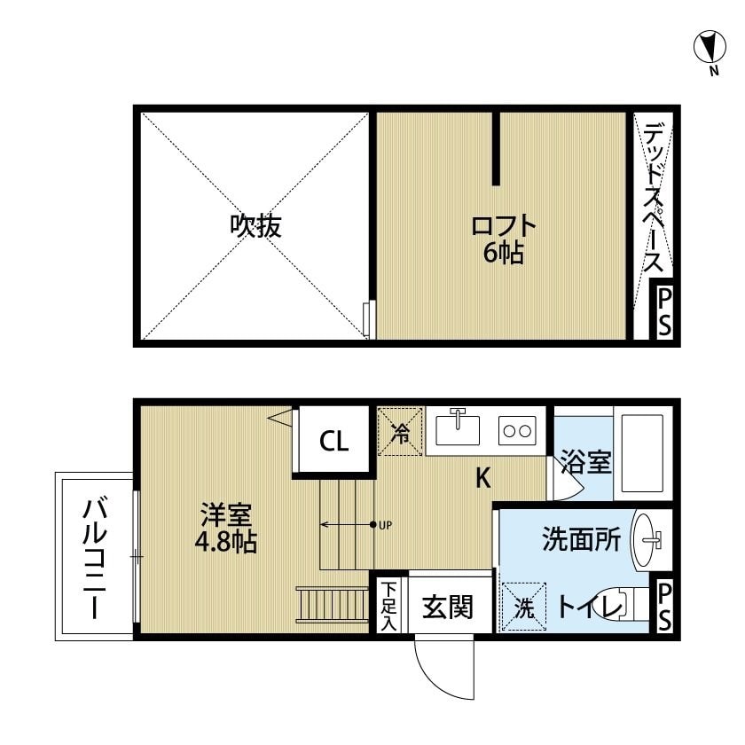 大物駅 徒歩4分 2階の物件間取画像