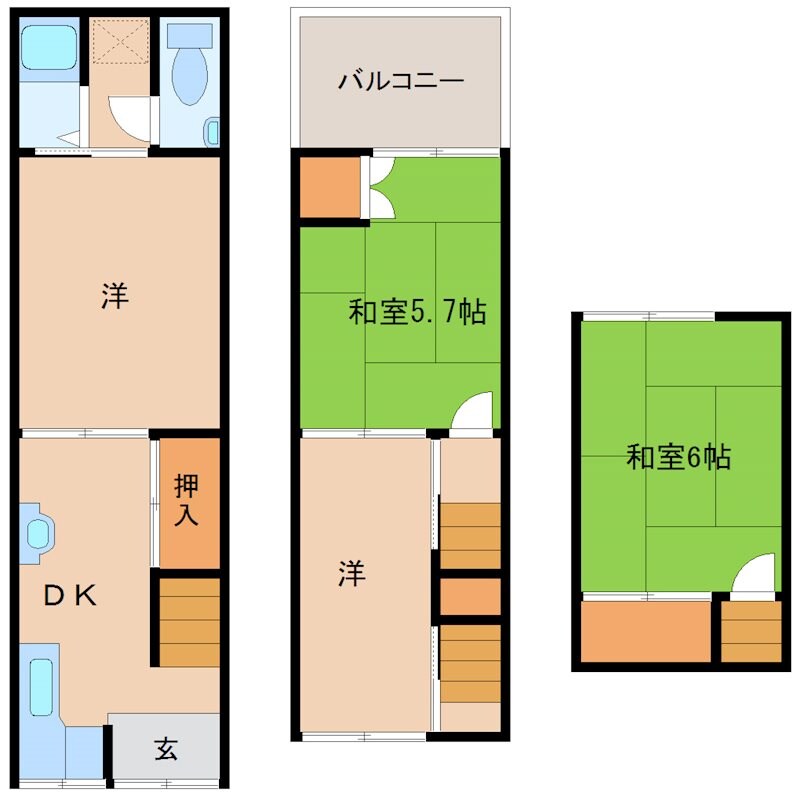 出屋敷駅 徒歩2分の物件間取画像