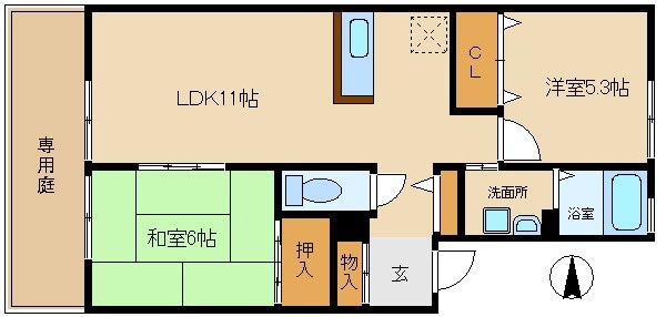 武庫之荘駅 徒歩26分 1階の物件間取画像