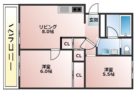 猪名寺駅 徒歩9分 2階の物件間取画像