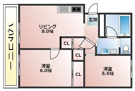 猪名寺駅 徒歩9分 4階の物件間取画像