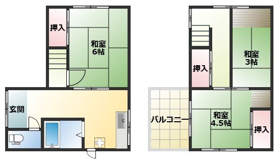 口田中1丁目貸家の物件間取画像