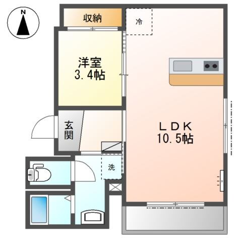 高見ノ里駅 徒歩4分 2階の物件間取画像