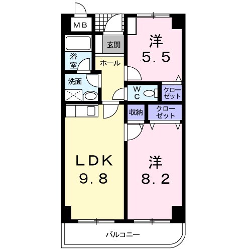 蛸地蔵駅 徒歩6分 2階の物件間取画像