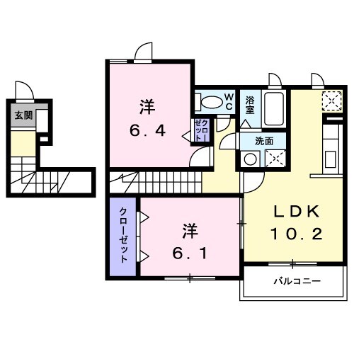 東岸和田駅 バス8分  一の宮下車：停歩5分 2階の物件間取画像