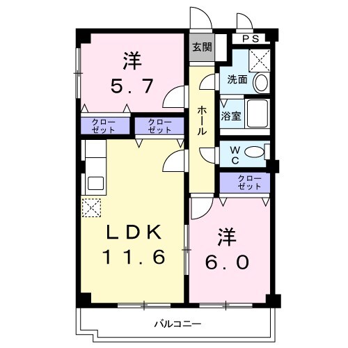 シャンブル２１の物件間取画像