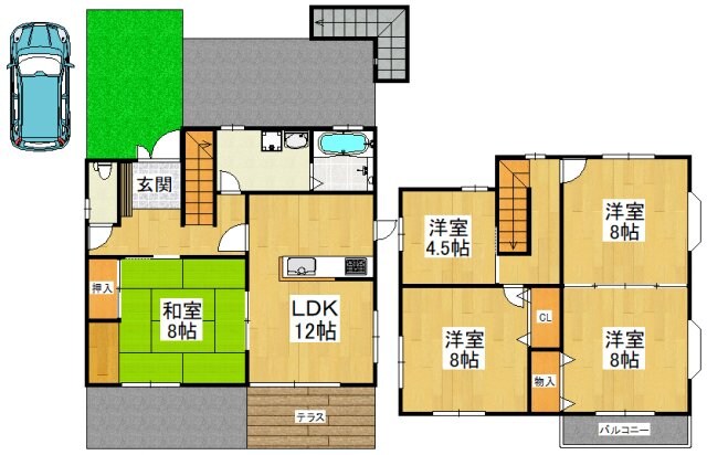 河南町さくら坂戸建の物件間取画像