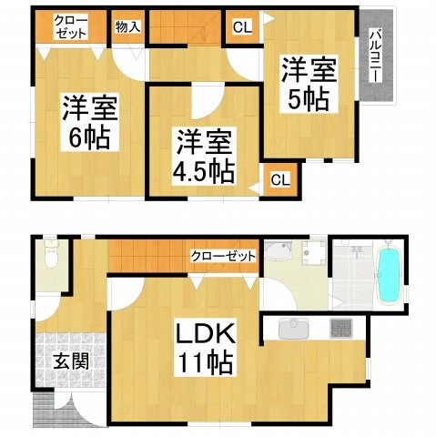 北野田駅 徒歩18分 1-2階の物件間取画像