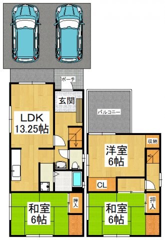 富田林西口駅 徒歩18分 1-2階の物件間取画像