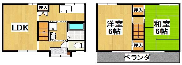 堺市東区日置荘西町5丁貸家の物件間取画像