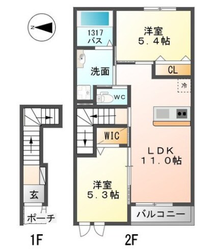 シャンヴィラージュⅡの物件間取画像