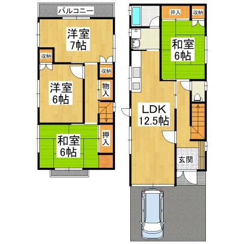 堺市美原区阿弥戸建の物件間取画像