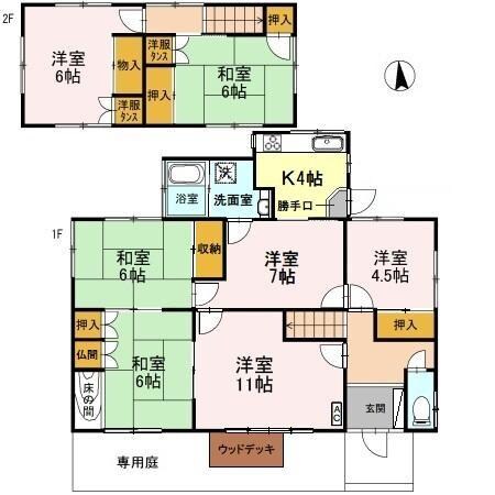 富田林駅 徒歩59分 1-2階の物件間取画像